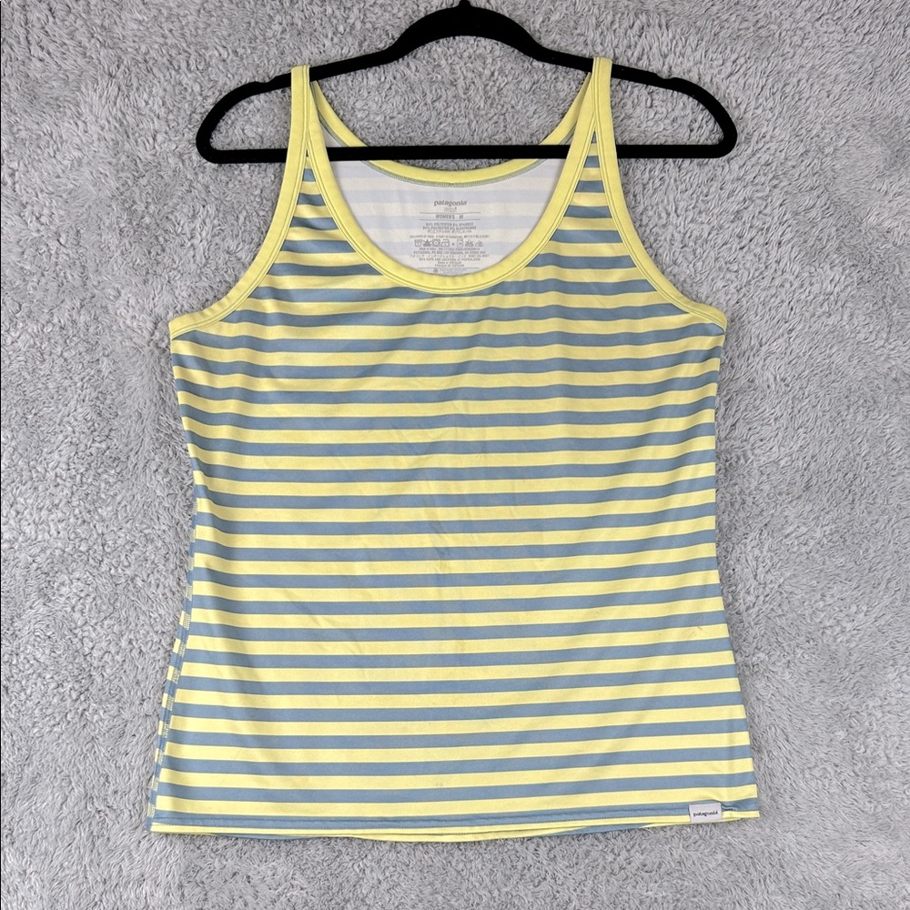 Patagonia Yellow and Gray Striped Tank Top Sleeveless Women’s Size M